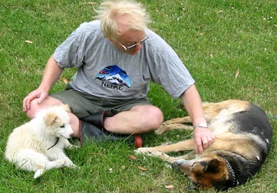  Taj-Dog, Stephen, and Rusty the new puppy. 