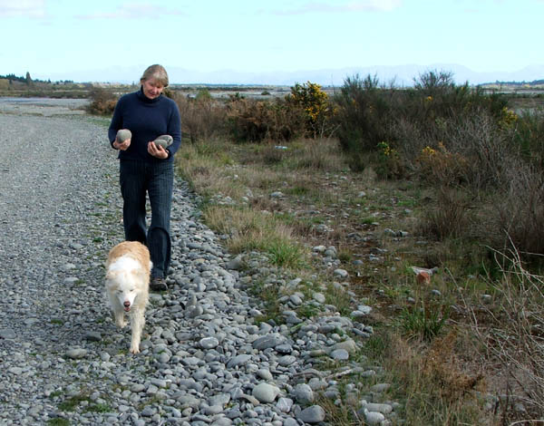  Collecting stones for the Moosey paths. 