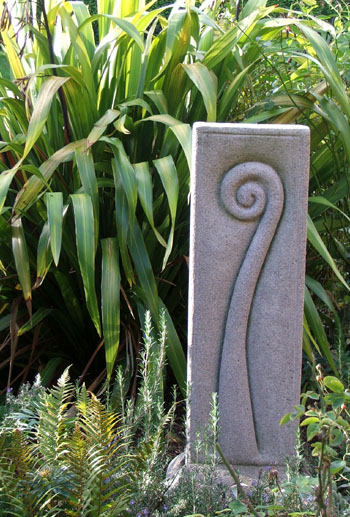  With the Koru sculpture. 