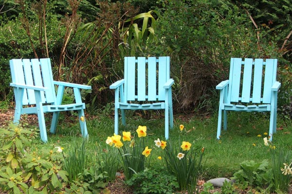  My blue garden seats. 