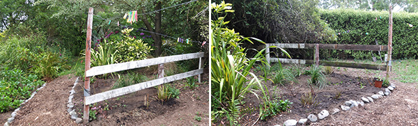  By the washing line, front and back views. 