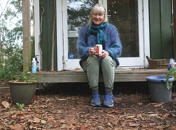 On the cottage verandah. On the cottage verandah.