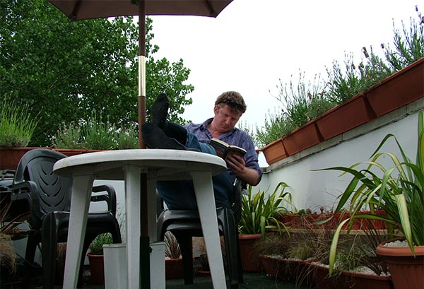 its a tough life being a garden webmaster. The webmaster hard at work