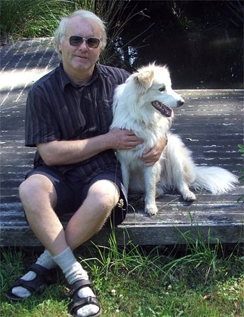  Stephen the wise and Rusty the red border collie dog. 