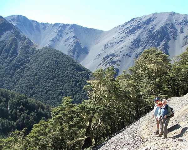  With my hikng friends, on a path throught a scree. 