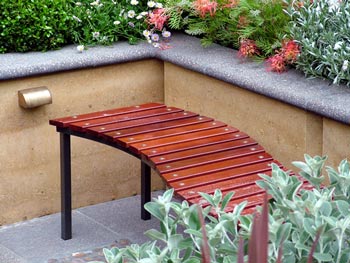  This bench's curves soften the otherwise hard-lines in the Australian Show Garden. 