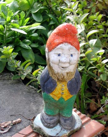  My gnome is older than Taj-dog. 